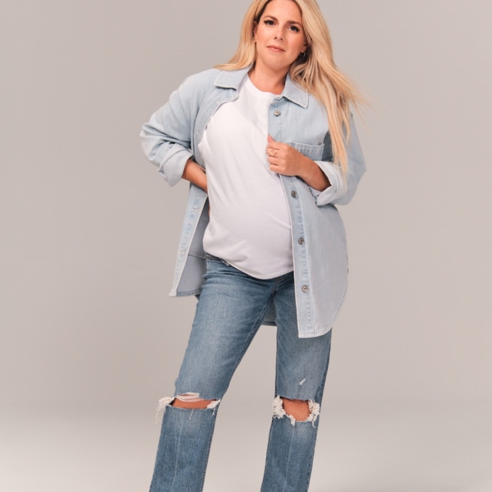 Maternity Abercrombie & Fitch Blue Straight Leg Distressed Jeans
